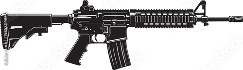 Black rifle, assault rifle, AR-15 style, semi-automatic weapon, vector illustration