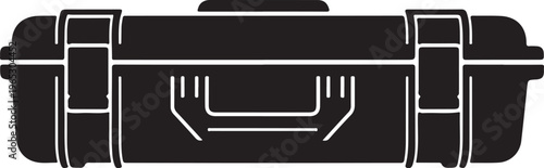 Black toolbox, metal tool box, vector illustration, industrial container