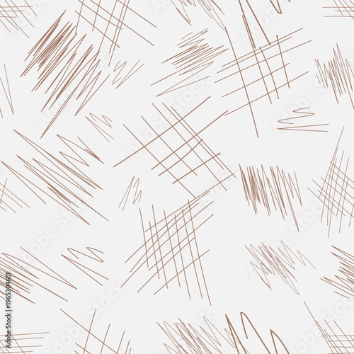 Hand Drawn Pen Scribble Seamless Pattern, Vector Organic Hatching Texture, Minimalist Abstract Doodle Background for Fabric, Wrapping Paper, Web Design