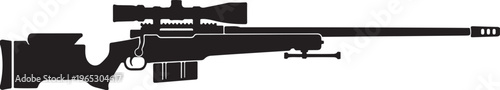 Sniper rifle, black silhouette, vector illustration, hunting, shooting, firearm