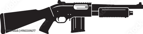 Rifle, assault rifle, gun, black silhouette, vector illustration, firearm, weapon