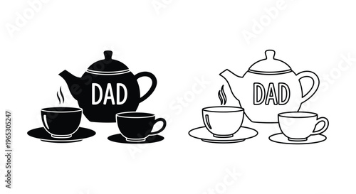 Dad tea time teapot cups father's day Vector