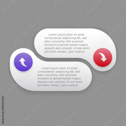Modern curved infographic template with arrows and dual flow layout