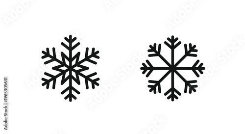 Two detailed snowflake designs presented as a striking black silhouette
