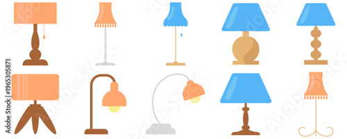 Set of Various Table and Floor Lamps
