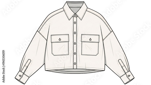 Vector illustration of a casual jacket in CAD design style