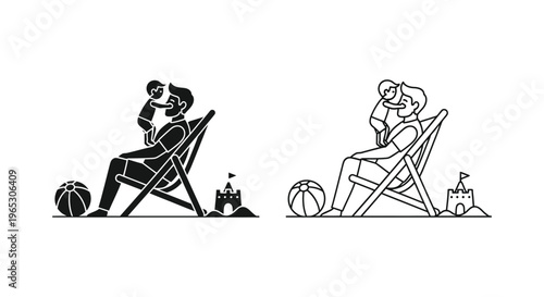 Beach family relaxation summer vacation Vector