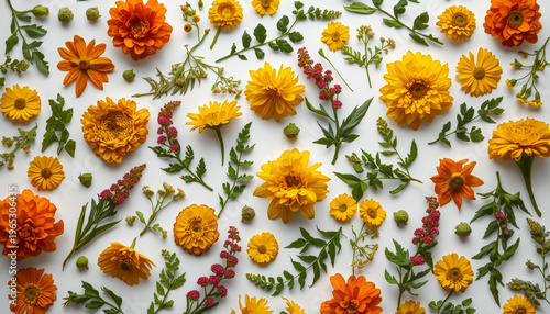 Floral multicolored pattern on a white background