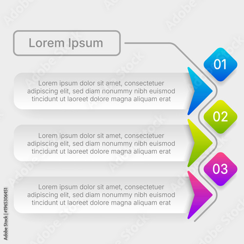 Vertical infographic template with colorful arrows and numbered steps layout