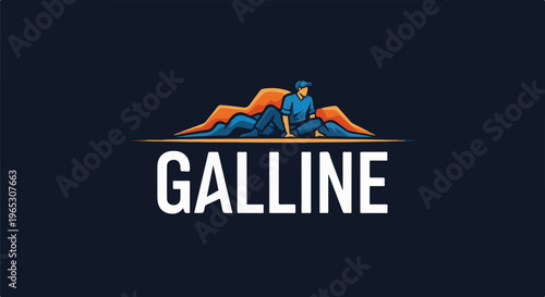 Stylized logo featuring a person sitting on a colorful mountain range