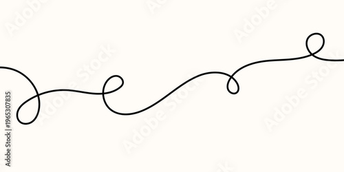 Line cable drawing and squiggle curve tangle thin Wavy curvy thread ector with loop squiggly cable Wire line doodle and rope squiggle divider with element