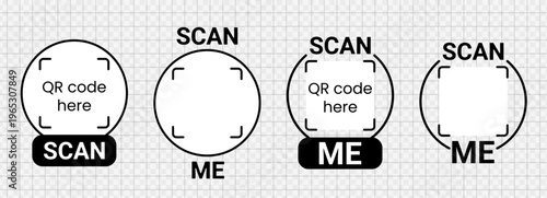 Scan me icon for qr code frame and sticker logo arrow. Design phone payment for shape vector qrcode and cta app website. Scan mobile barcode for qr scanner box and code square illustration