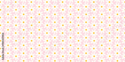 Flower seamless floral for pattern cute kawaii and small check spring. Daisy print easter for pink girl botanical and textile background kids. Flower stripe design for pattern vector vintage