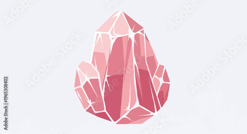 A collection of stylized pink crystals with sharp angles and facets