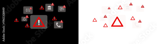 Cybersecurity Warning on Mobile Phone Showing Alert Messages and Phishing Scams Targeting Email, Bank, and Personal Data. Online Safety and Data Protection While Using Smartphone and Laptop at Home.