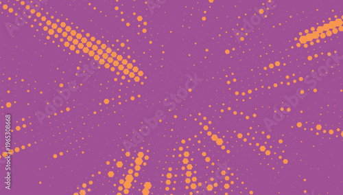 Abstract halftone dots bursting effect on purple background