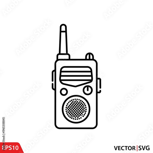 Walkie Talkie Icon Vector - Portable Radio Communication Device Outline