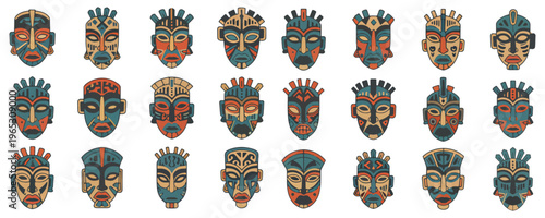 Set of Tribal African Masks