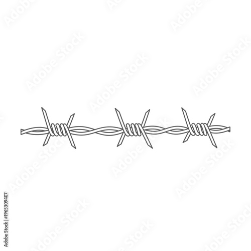 Barbed Wire Fence Section - Sharp Metal Boundary Line