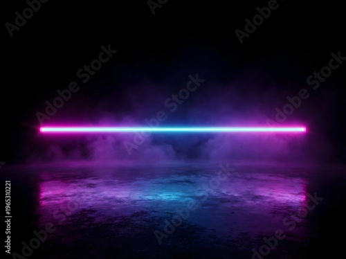 Ultra Minimal Single Neon Horizontal Line Dark Background
