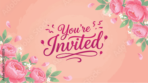 Elegant Floral Invitation Design for Special Events, Celebrations, and Gatherings in a Charming Pink Theme