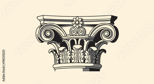 Stylized Corinthian column capital with acanthus leaves and volutes