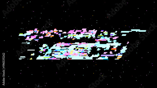 Futuristic glitch vector showing digital transformation, pixel art mood and red pink highlights for modern tech design. Ideal for tech branding, UI, and sci-fi graphics.