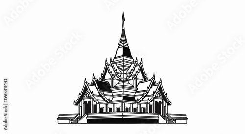Ornate temple structure with tiered roofs and a central spire