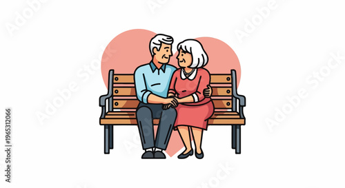 Loving senior couple sitting close on a park bench
