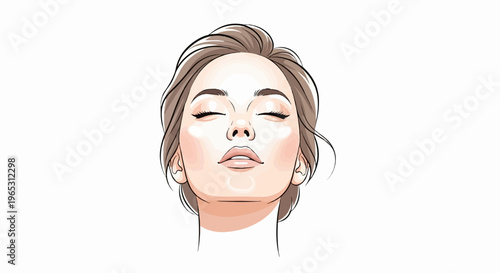 Stylized portrait of a serene woman with closed eyes and subtle blush