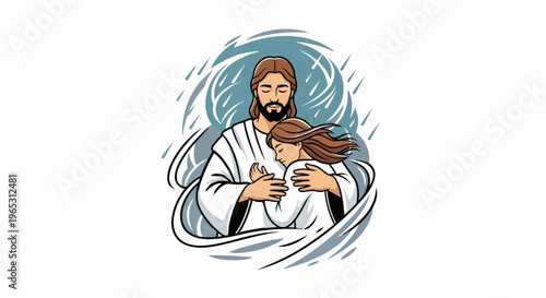 Gentle embrace offers solace amidst swirling storm elements