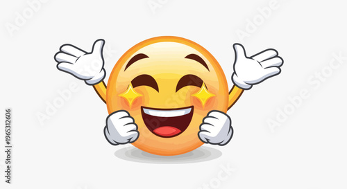 Excited Emoji Character with Stars in Eyes and Thumbs Up Gesture