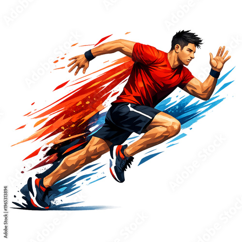 athlete in dynamic sprinting motion, running athlete illustration, sprint action pose, fast runner silhouette, sports motion design, dynamic movement athlete, track and field runner, speed motion illu