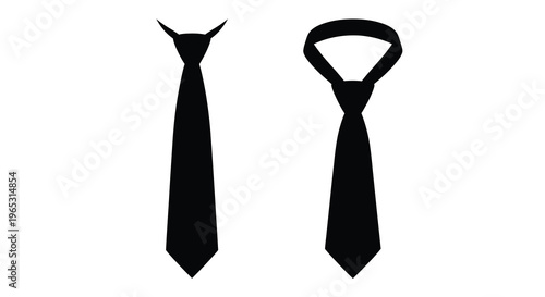 Two black ties displayed against a white background simple silhouette