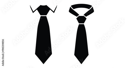 Two black ties displayed against a white background simple silhouette