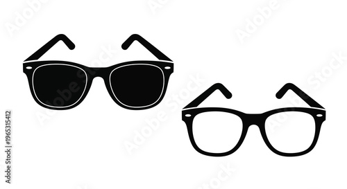 Two pairs of glasses in black one with clear lenses a silhouette