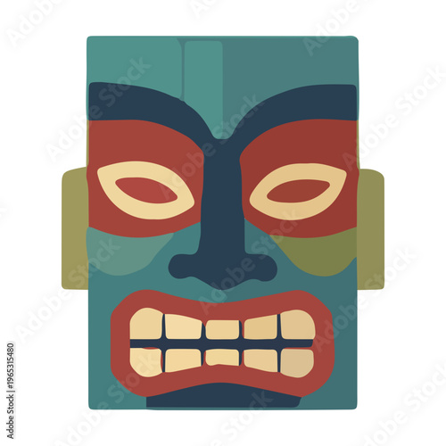 Tribal Tiki Mask Illustration