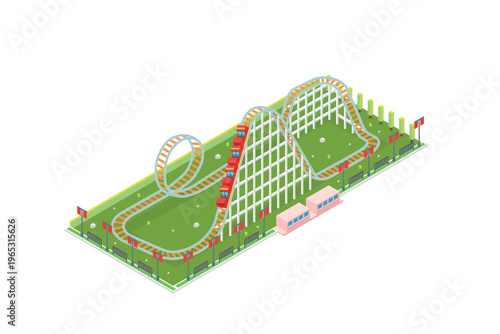 Isometric Roller Coaster Amusement Ride