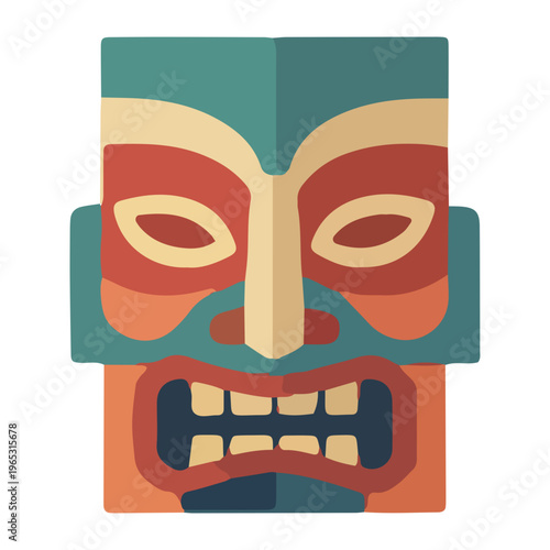 Colorful Tribal Tiki Mask Icon