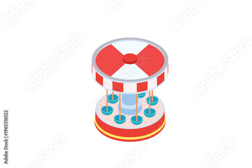 Isometric Carousel Merry Go Round Ride