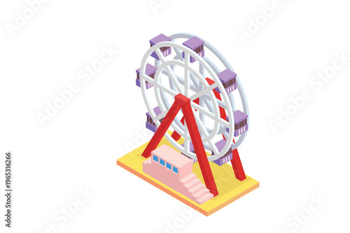 Isometric Ferris Wheel Carnival Ride