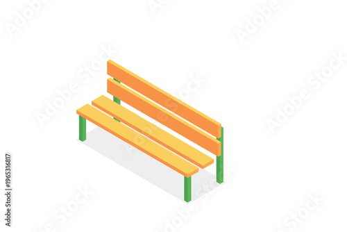 Isometric Wooden Park Bench