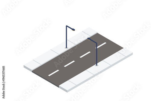 Isometric Street Road Segment Element