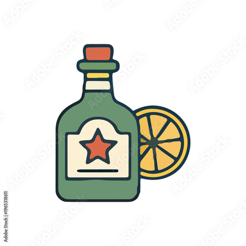 Tequila Bottle and Lime Icon