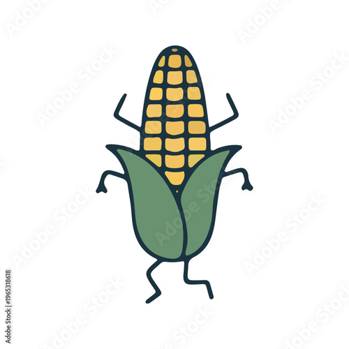 Funny Corn Character Illustration
