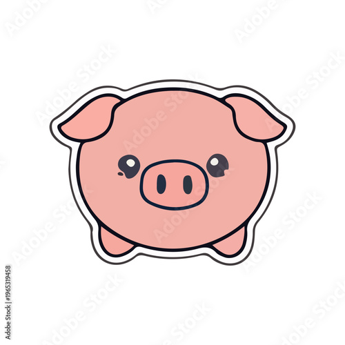 Cute Kawaii Pig Sticker Icon