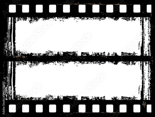 Grunge filmstrip with blank frames, vintage aesthetic