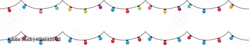 Christmas Lights on Transparent Backgound. Festive Colorful Christmas Lights String Decoration. Vector design