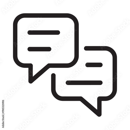 Two overlapping speech bubbles depicted in a simple black and white line drawing