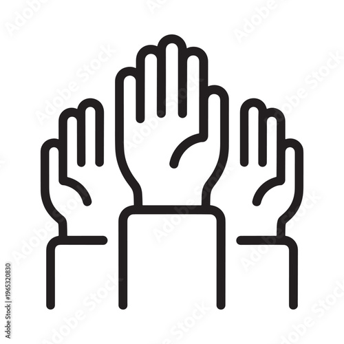 Four hands raised in a gesture of support agreement or participation
